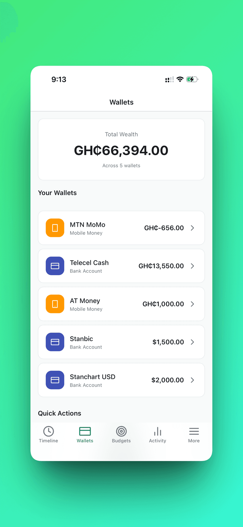 Genius Budget - Wallets View