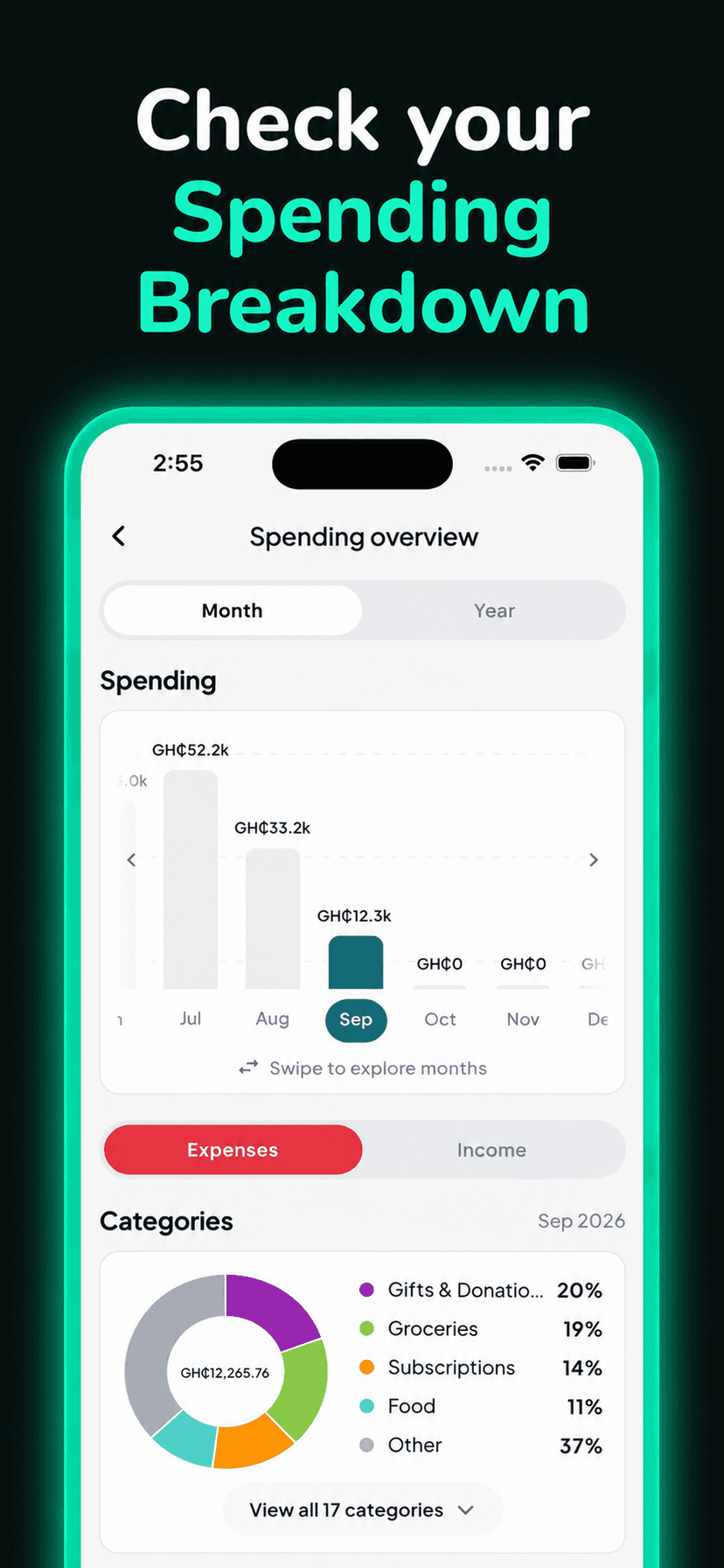 Check your spending breakdown in Genius Budget